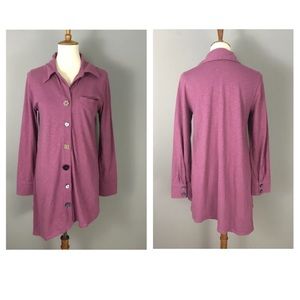 Soft Surroundings Knit Button Down Top Tunic S Asymmetric Hem Art to Wear Mauve